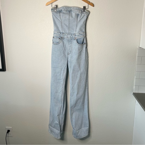 Abercrombie & Fitch Light Blue Denim Jumpsuit - Picture 4 of 6